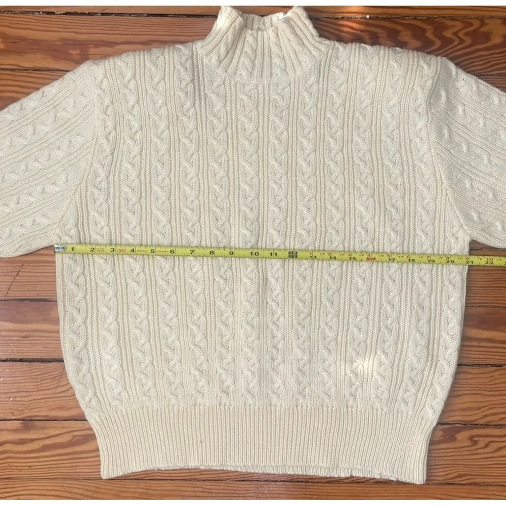 Vintage Karen Scott Women Long Sleeve Mock Neck Pullover Sweater Light Yellow, L